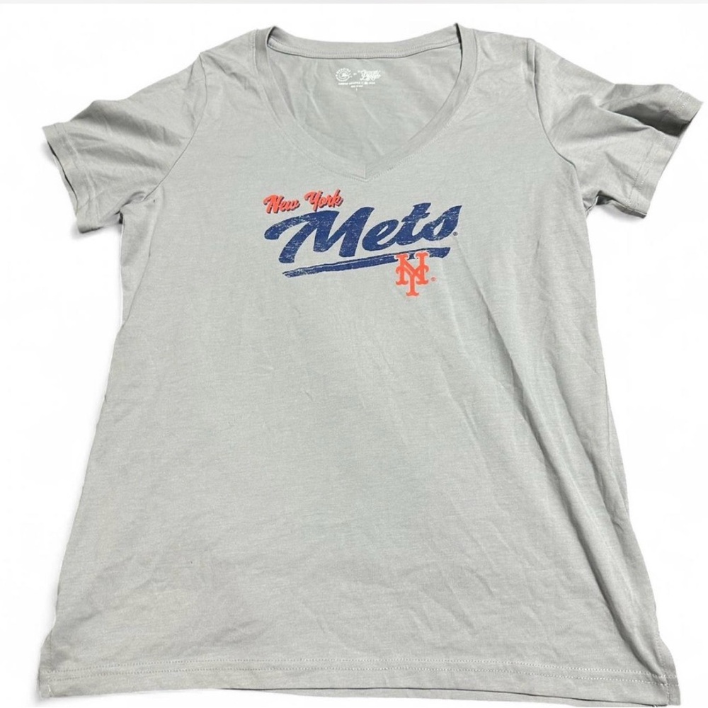 MLB Gray Women's T-Shirt with Blue and Red Logo